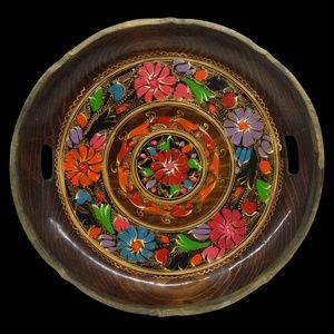 Vintage Hand Painted Wooden Platter